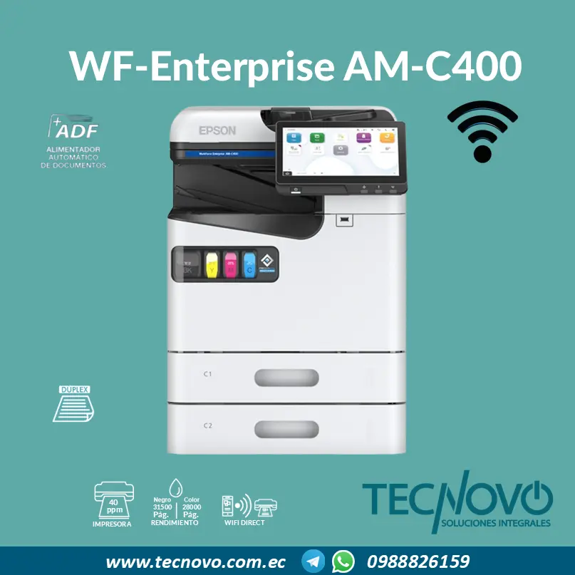 Impresora EPSON Multifunción WF-Enterprise AM-C400 Ethernet / Fax / Wifi / Duplex T08K 