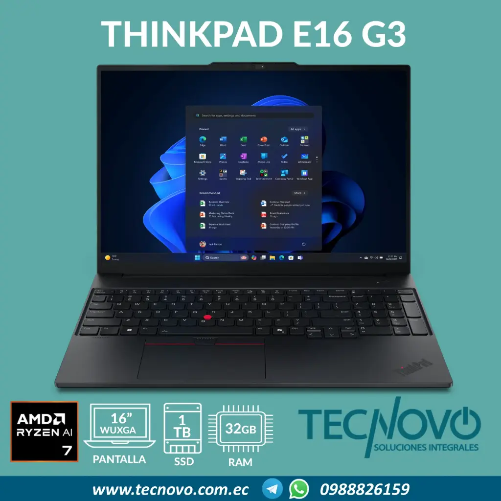 Laptop LENOVO ThinkPad E16 G3 AMD Ryzen 7-250 32GB 1TB-SSD 16" FHD