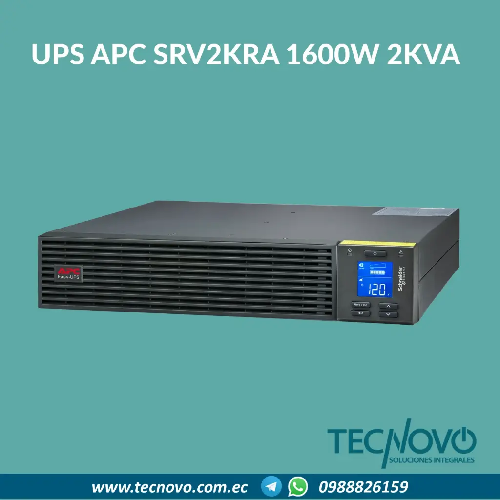 UPS APC OnLine SRV2KRA RACK120V 1600W - 2000VA 4 TOMAS Pantalla