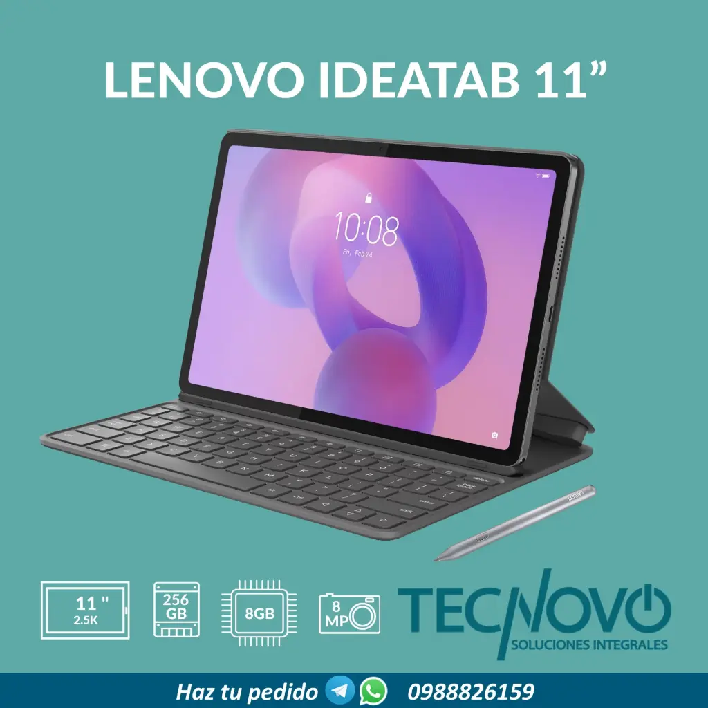 Tablet LENOVO IdeaTab 8GB 256GB 5G 11" 2.5K Incluye ESTUCHE TECLADO + LAPIZ 