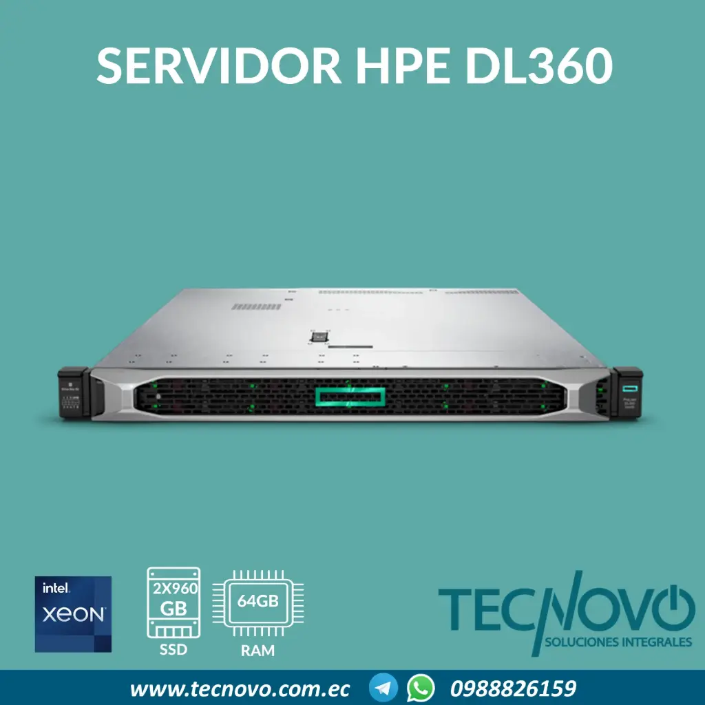 Servidor HPE DL360 Intel Xeon 4410Y 4410Y 64GB DDR5 2X960GB (CONTROLADORA)