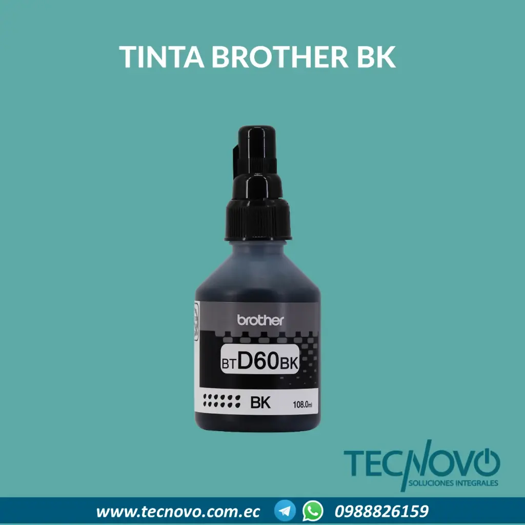 Tinta BROTHER Original BTD60BK Negro 41.8ml para modelos Brother T420, T520, T720, T920