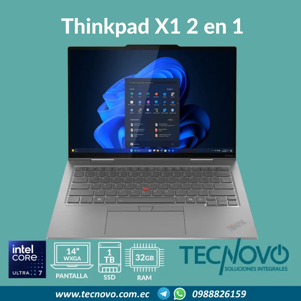 Laptop LENOVO Thinkpad X1 2 en 1 Gen10 Intel Core Ultra 7 255U 32GB DDR5 1TB-SSD 14" WUXGA IPS Táctil