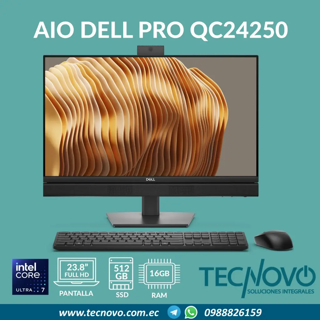 Computador AIO DELL Pro QC24250 Intel Core Ultra 7-265 16GB 512GB SSD 23.8" FHD