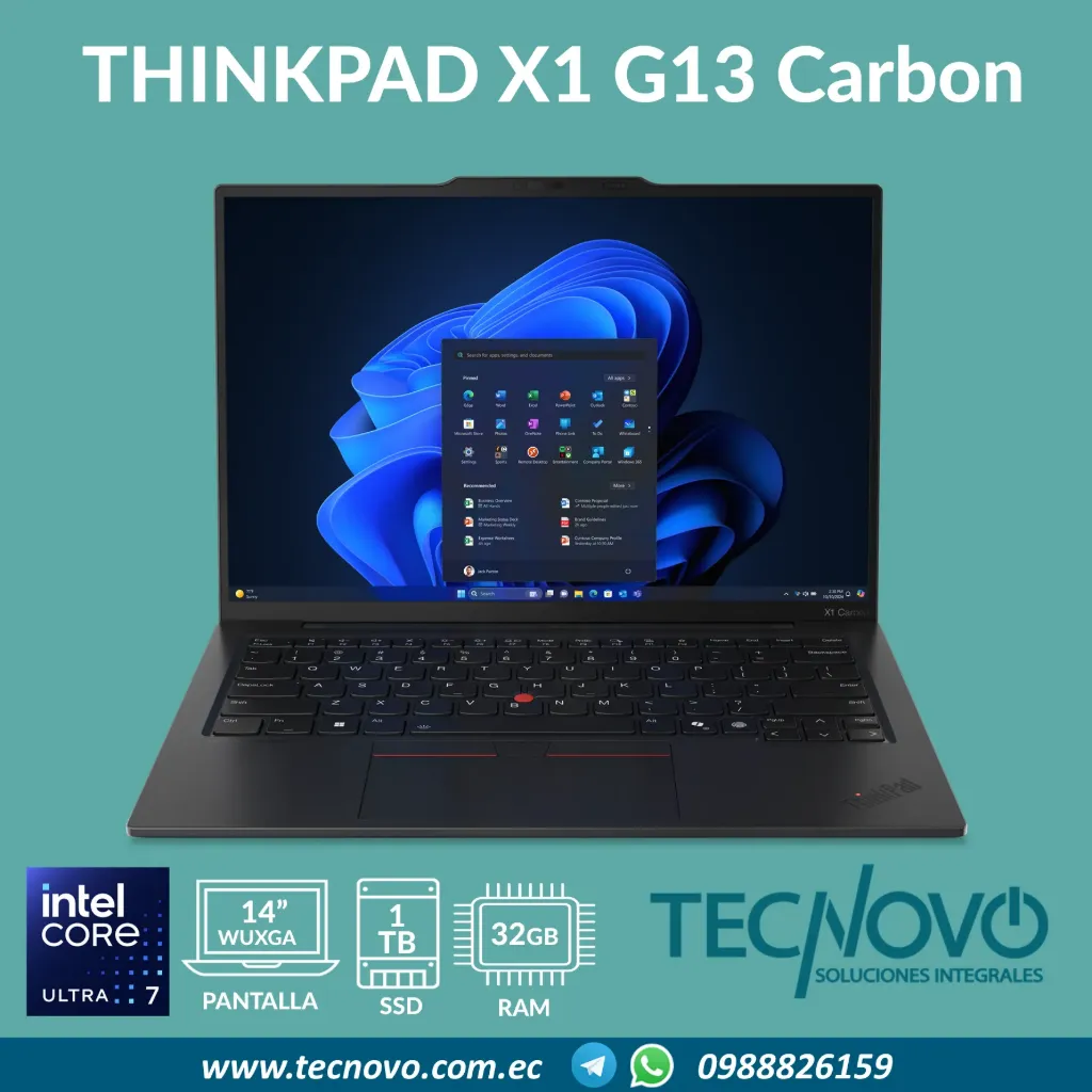 Laptop LENOVO Thinkpad X1 Carbon Gen13 Intel Core Ultra 7 255U 32GB DDR5 1TB-SSD 14" WUXGA