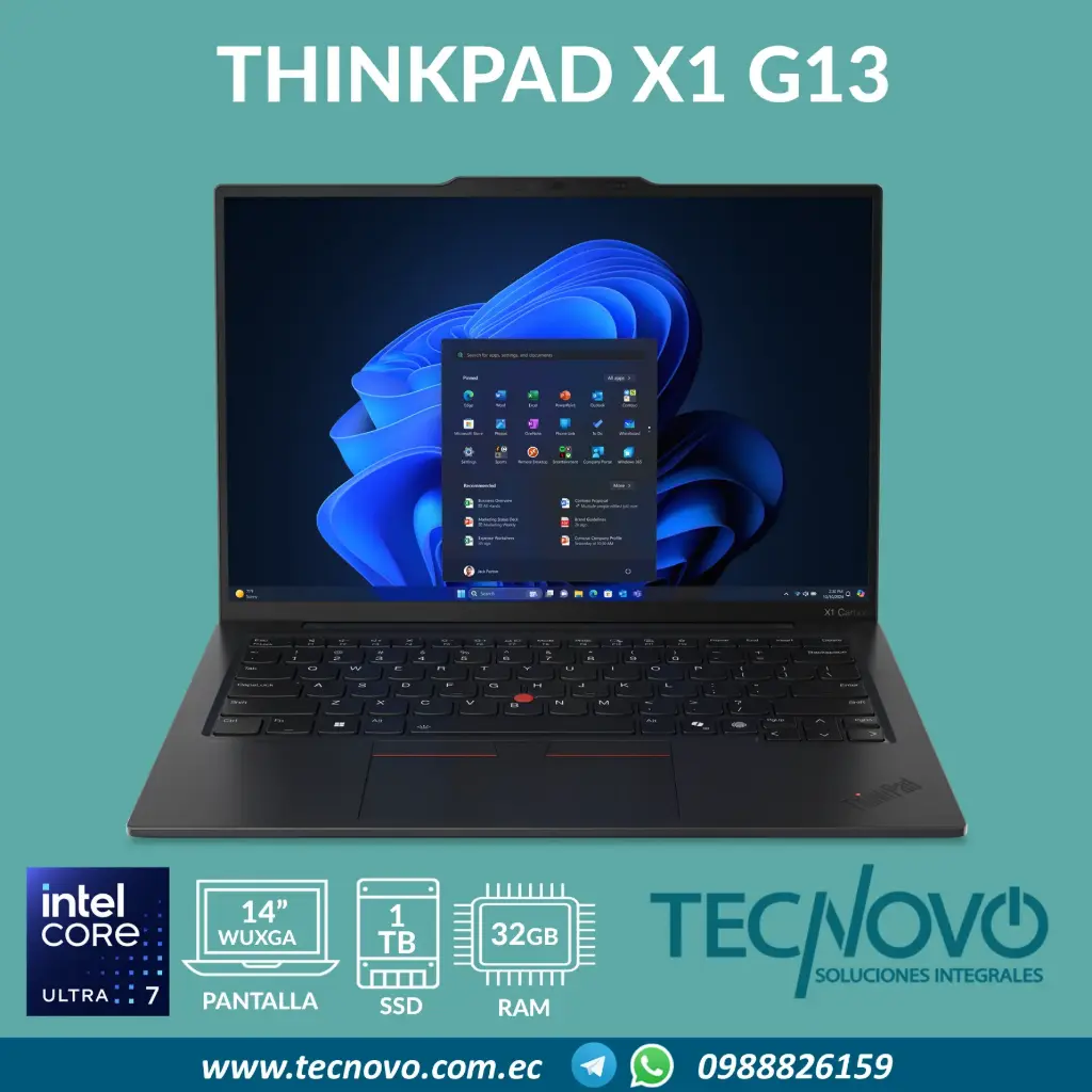 Laptop LENOVO Thinkpad X1 Carbon Gen13 Intel Core Ultra 7-255U 32GB DDR5 1TB-SSD 14" WUXGA