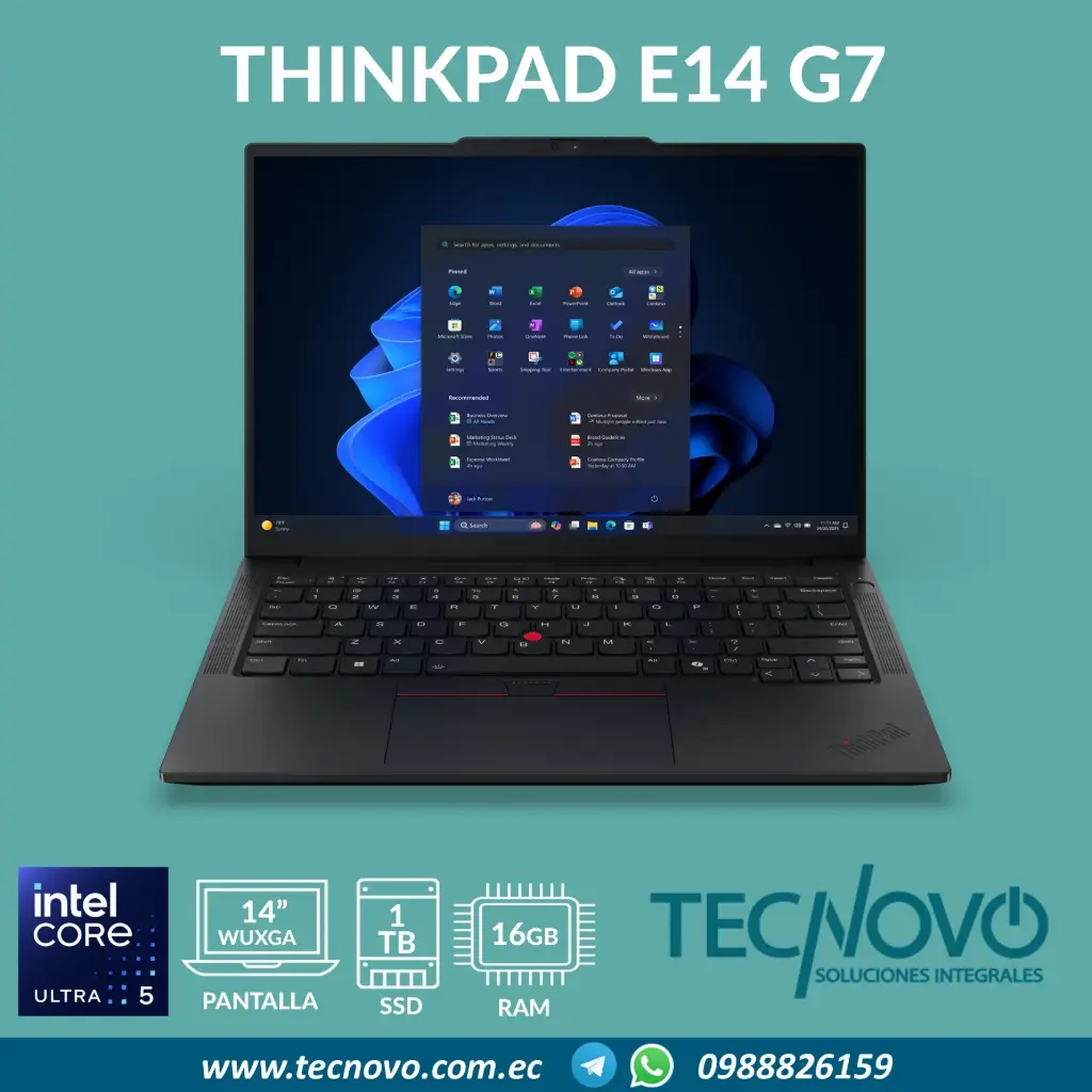 Laptop LENOVO ThinkPad E14 G7 Intel Core Ultra 7 2255H 16GB 1TB 14" FHD