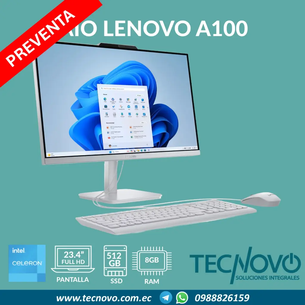 Computador AIO LENOVO A100 Intel N100 8GB 512GB-SSD 23.8" FHD