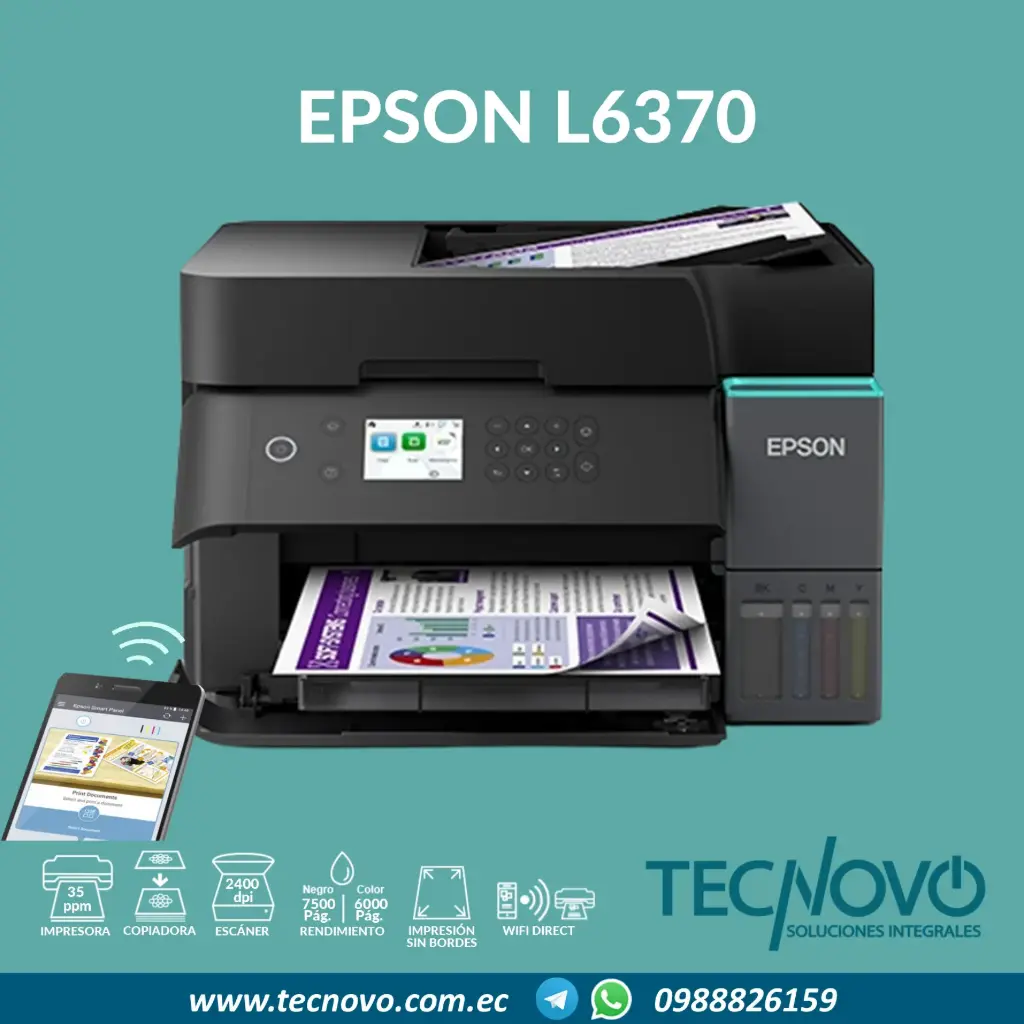 Impresora EPSON L6370 Multifunción Color WIFI ADF DUPLEX A4 