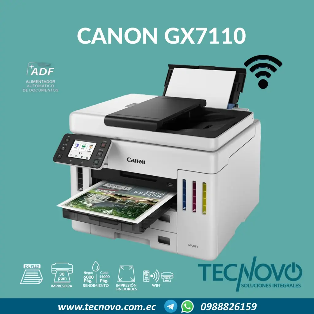 Impresora Canon Maxify GX7110 MFP Color A4 ADF WIFI