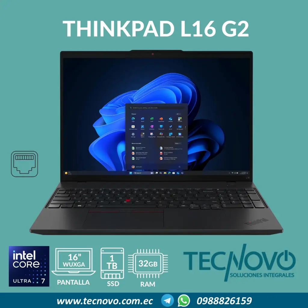 Laptop LENOVO ThinkPad L16 G2 Intel Core Ultra 7 255U 32GB 1TB-SSD 16" WUXGA