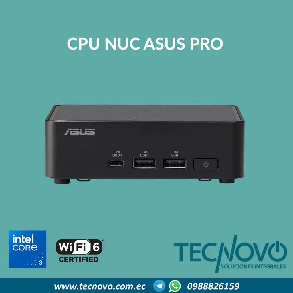 Computador ASUS NUC Pro Intel Core 3 100U 8GB DDR5 250GB SSD WIFI BT HDMI USB3.2 LAN-2.5G
