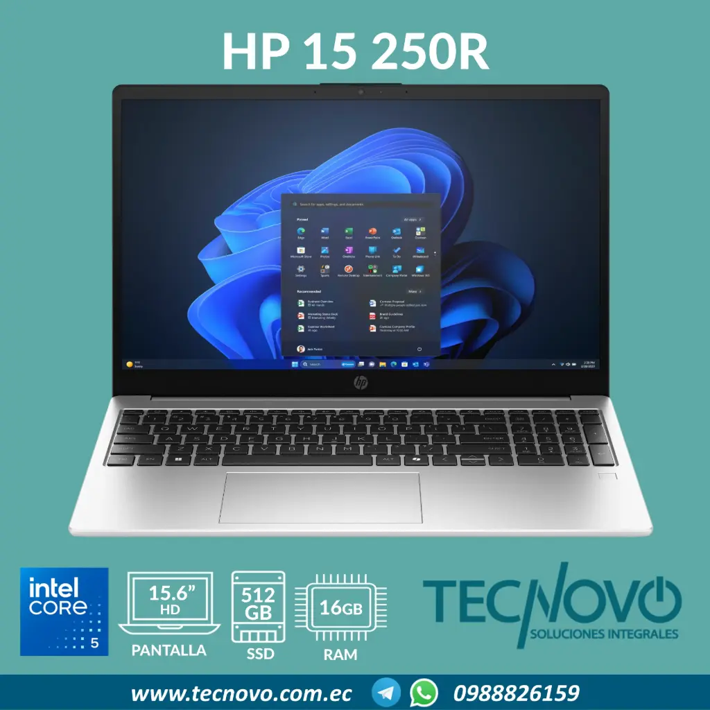 Laptop HP 15 250R Intel Core 5-120U 16GB 512GB 15.6" FHD 