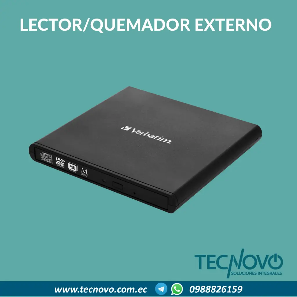 LECTOR GRABADOR EXTERNO CD/DVD VERBATIM USB