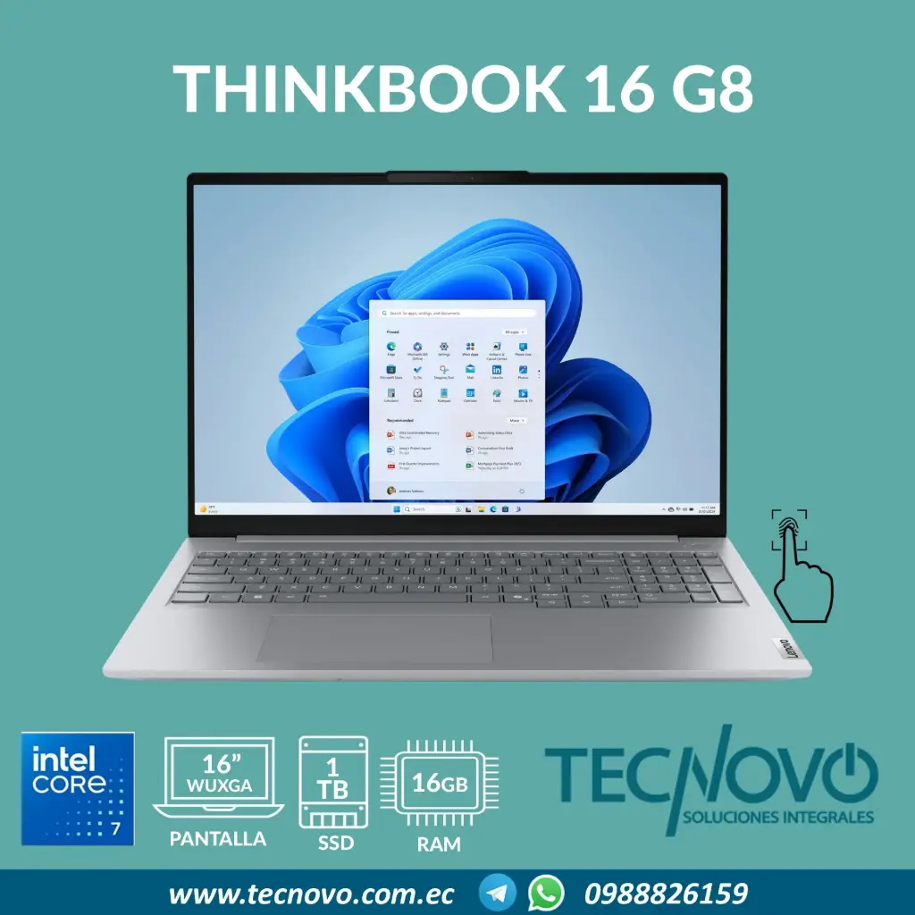 Laptop LENOVO Thinkbook 16 G8 IRL Intel Core 7-240H 16GB DDR5 1TB-SSD 16" FHD