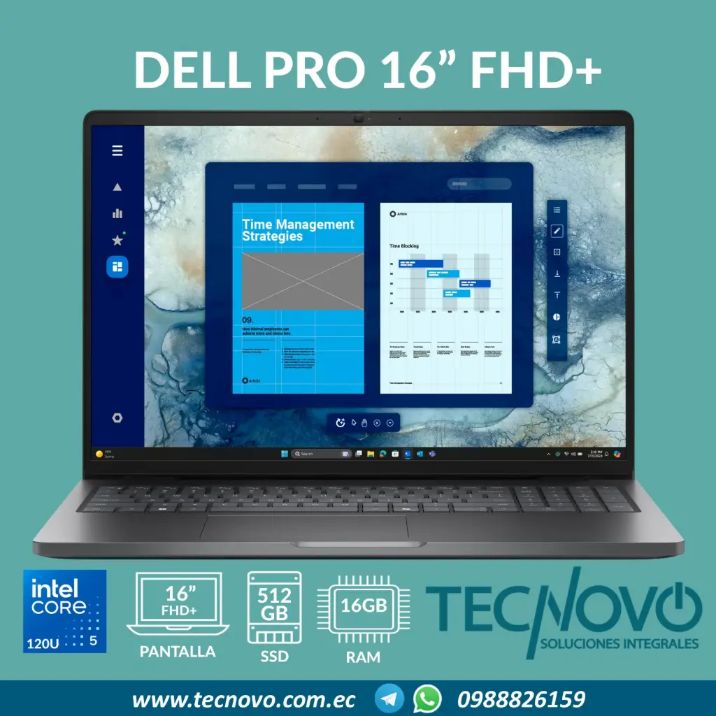 Laptop DELL Pro Intel Core 5 120U 16GB 512GB SSD 16" FHD+ CXGYV