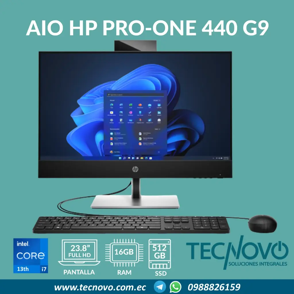 Computador AIO HP ProOne 440 G9 Intel Core I7-14700 16GB 512GB SSD 23.8" FHD