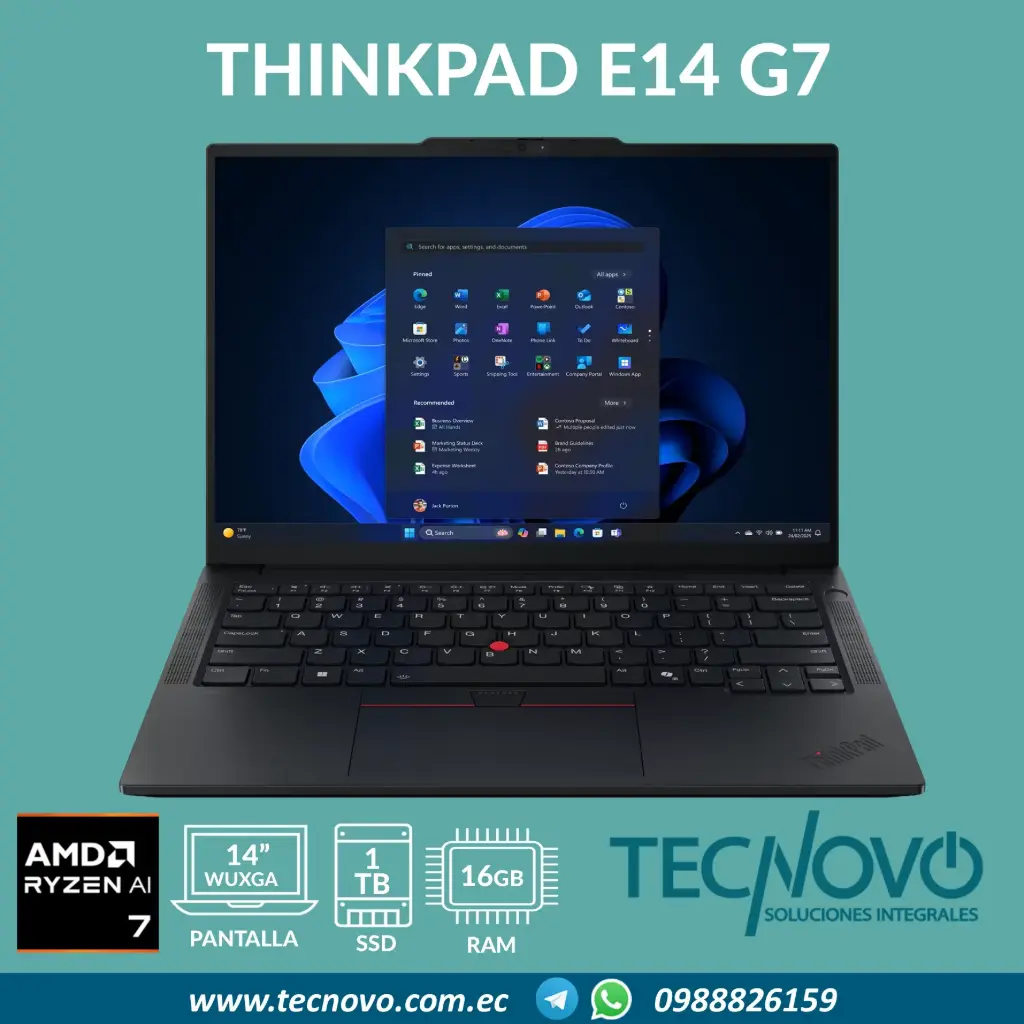 Laptop LENOVO ThinkPad E14 Gen 7 AMD Ryzen AI 7 250 16GB 1TB 14" WUXGA