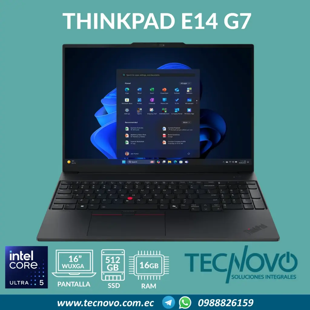 Laptop LENOVO ThinkPad E14 Gen7 Intel Core Ultra 5-225U 16GB 512GB-SSD 16" FHD
