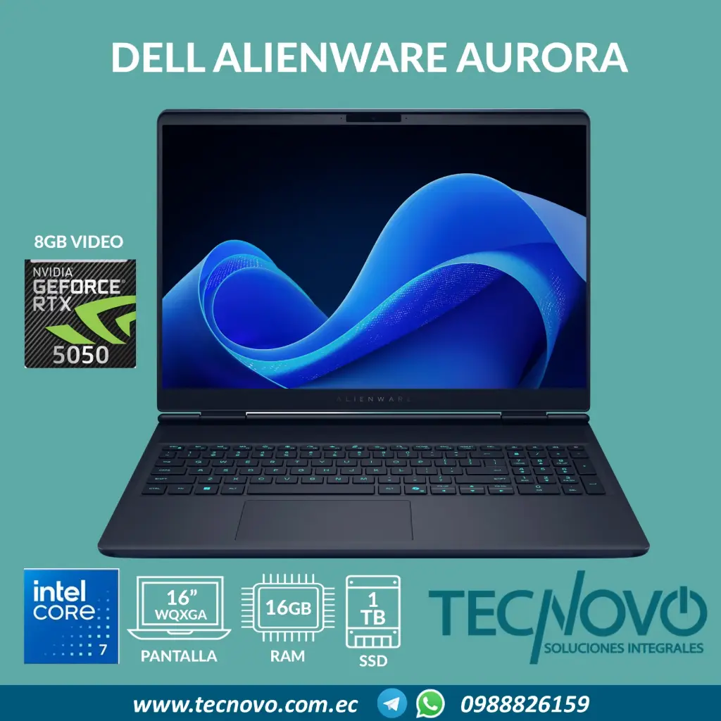 Laptop DELL Alienware AC16250 Aurora 16 Intel Core 7 240H 16GB 1TB SSD RTX-5050 8GB 16" 2.5K