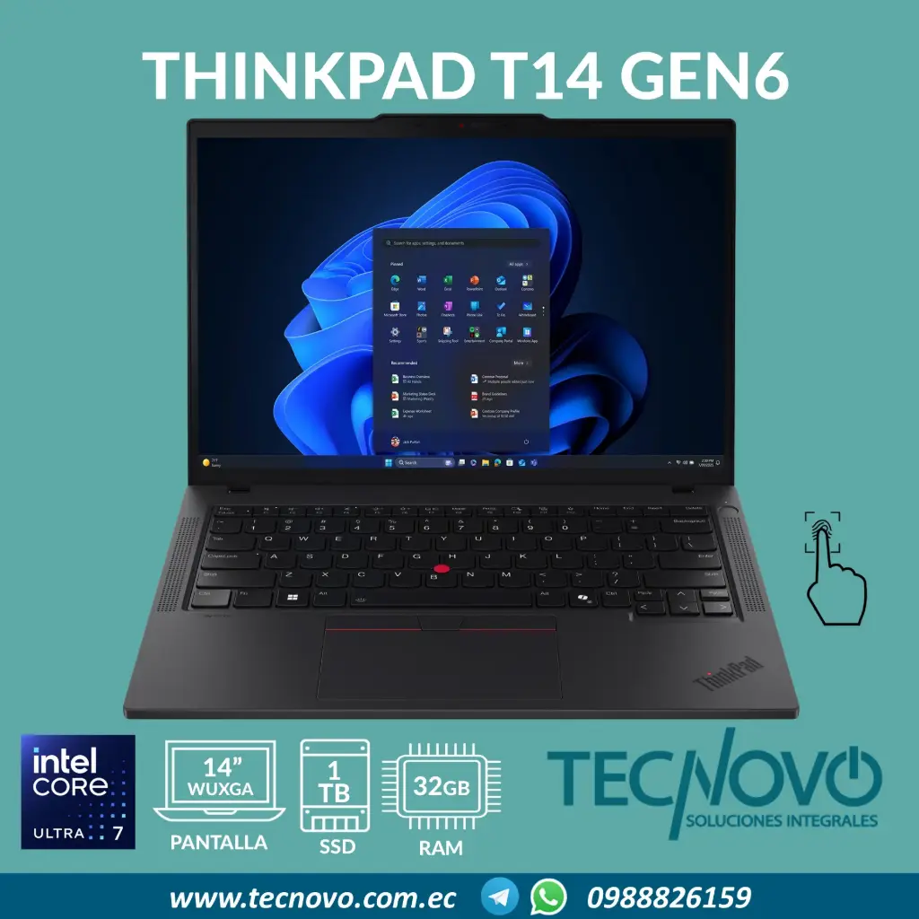 Laptop LENOVO Thinkpad T14 G6 Intel Core Ultra 7-255U 32GB DDR5 1TB-SSD 14" WUXGA