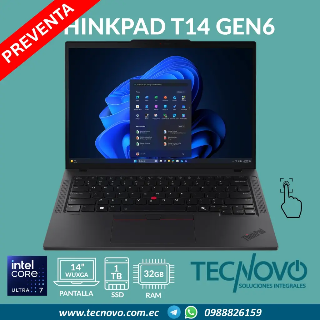 Laptop LENOVO Thinkpad T14 G6 Intel Core Ultra 7-255U 32GB DDR5 1TB-SSD 14" WUXGA