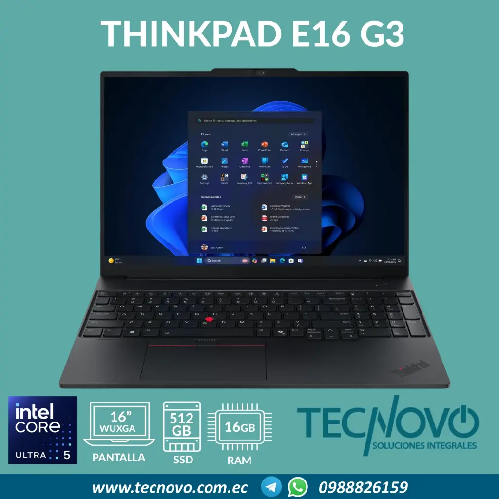 Laptop LENOVO ThinkPad E16 G3 Intel Core Ultra 5-225U 16GB 512GB-SSD 16" WUXGA
