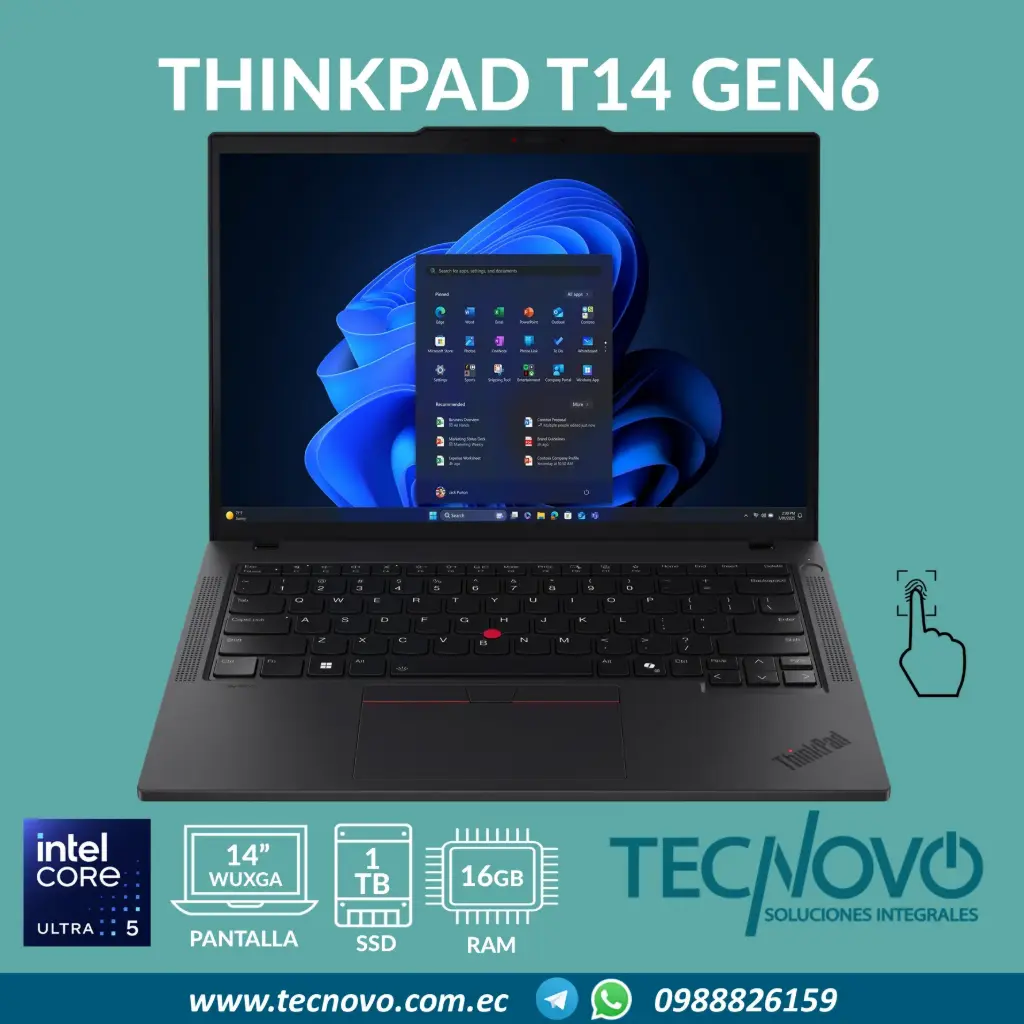 Laptop LENOVO Thinkpad T14 Gen6 Intel Core Ultra 5 255U 16GB DDR5 1TB-SSD 14" FHD