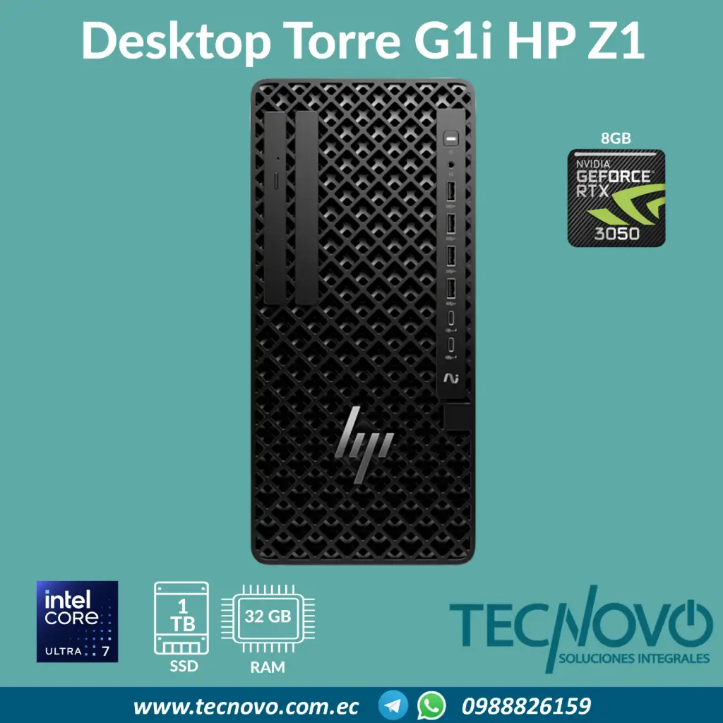 Computador CPU HP Workstation Z1 G1i Intel Core Ultra 7 265 32GB 1TB VID-8GB RTX-3050 W11Pro