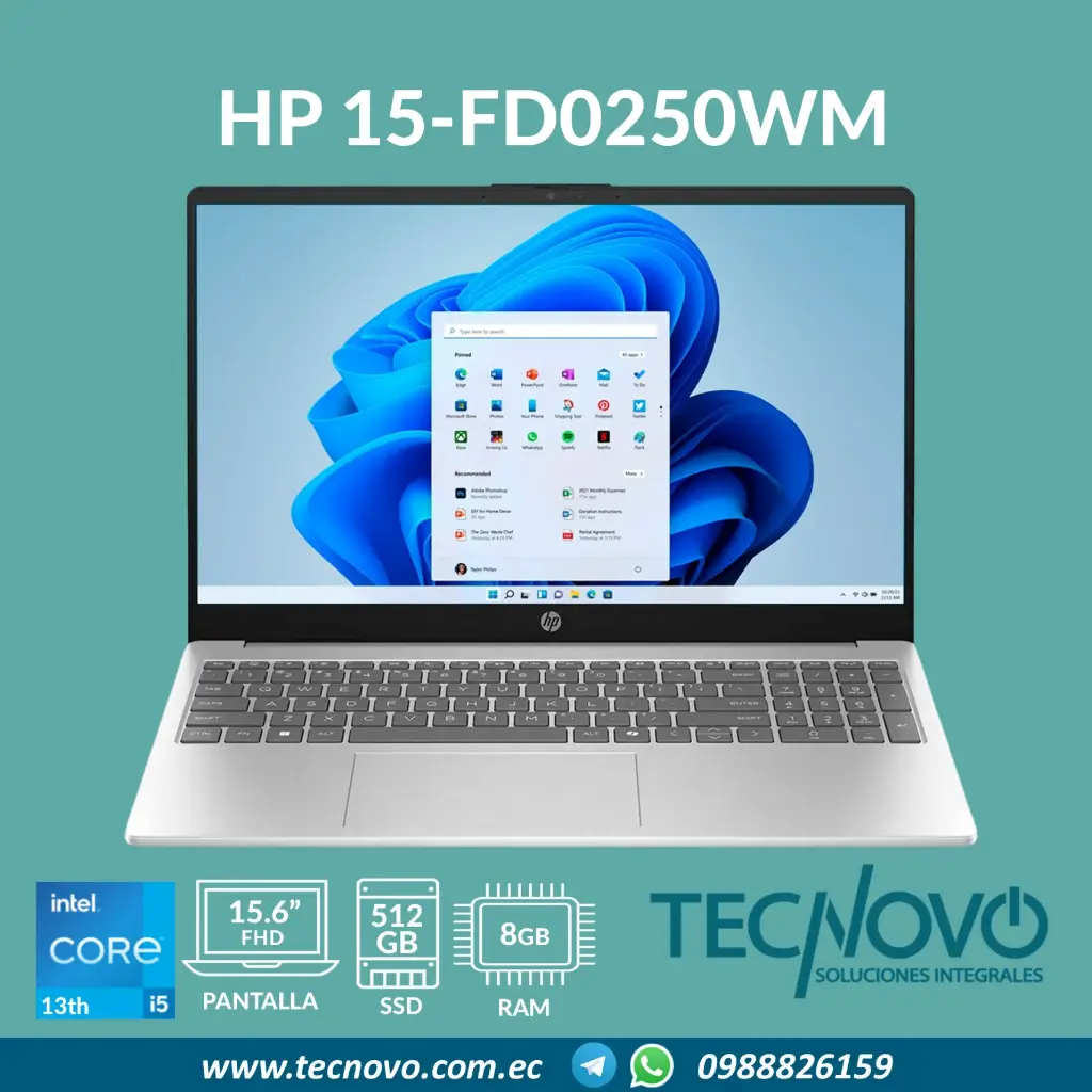 Laptop HP 15-fd0250wm Intel Core I5-1334U 8GB 512GB 15.6" FHD