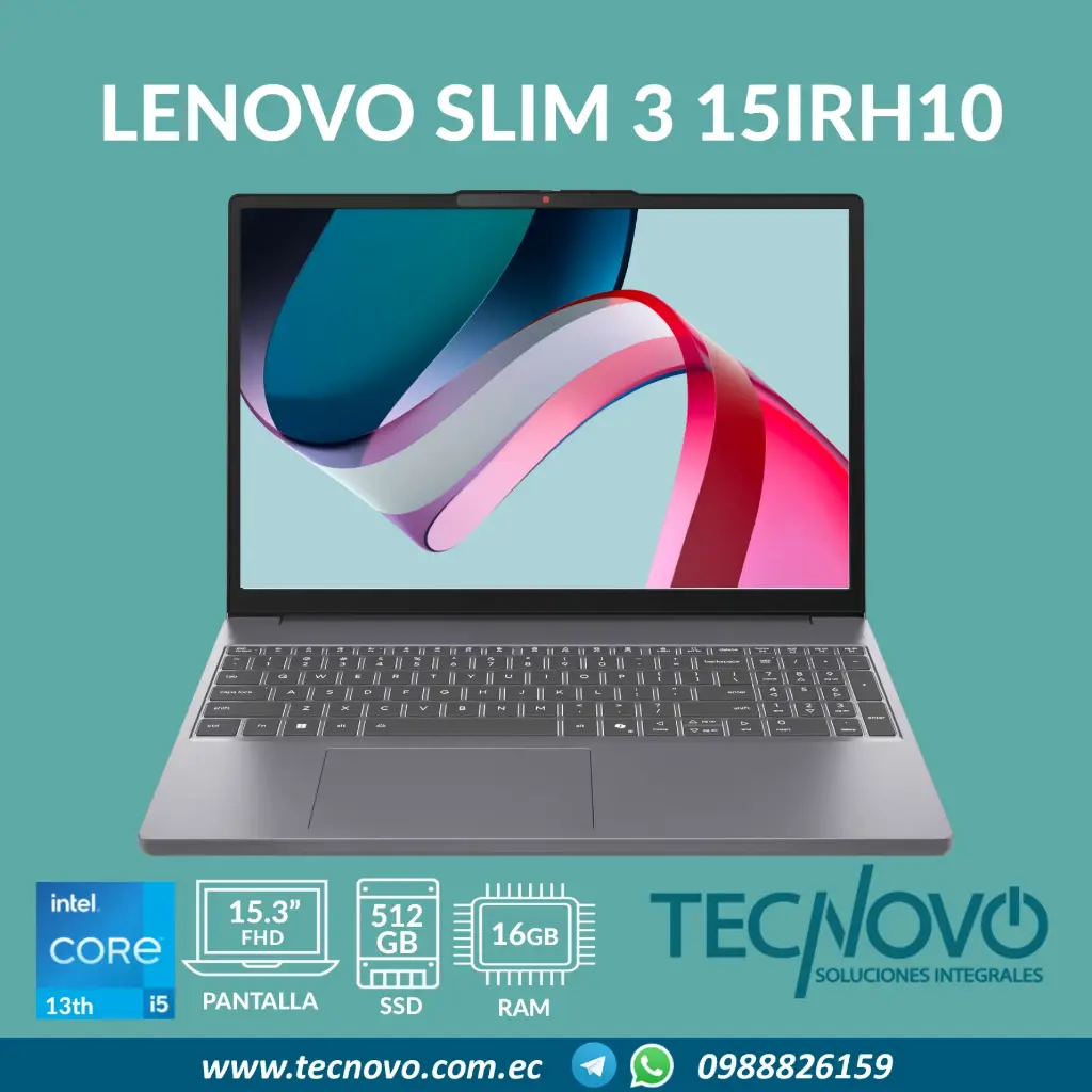 Laptop LENOVO Ideapad Slim 3 15IRH10 Intel Core I5-13420H 16GB DDR5 512GB SSD 15.3" WUXGA