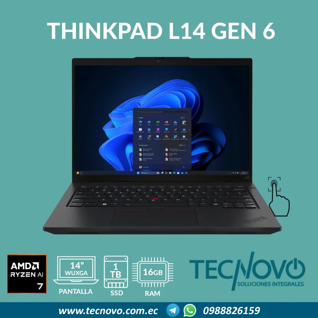 Laptop LENOVO ThinkPad L14 Gen6 AMD Ryzen 7 PRO 250 16GB 1TB-SSD 14" FHD