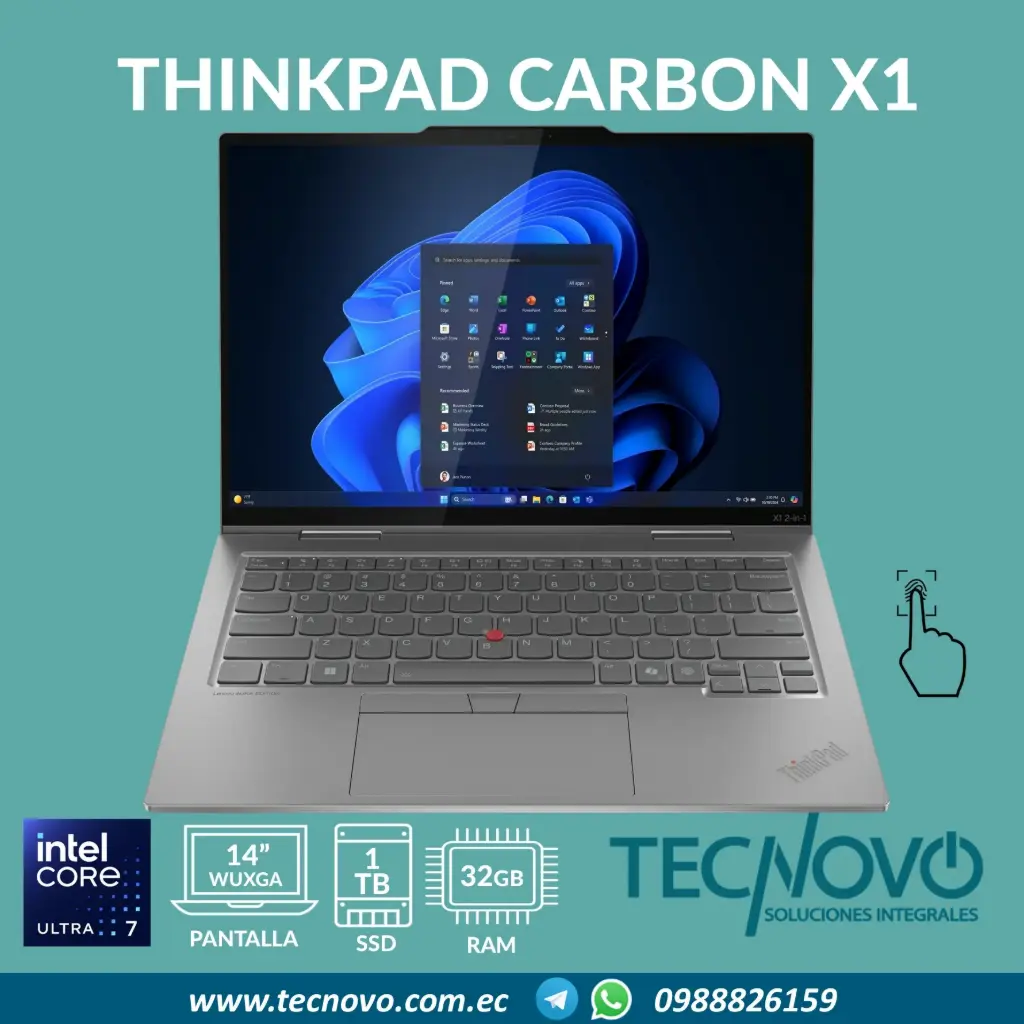 Laptop LENOVO Thinkpad Carbon X1 2 en 1 Intel Core Ultra 7-258V 32GB LPDDR5X 1TB-SSD 14" WUXGA TACTIL