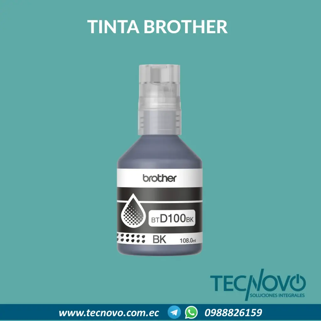 Tinta BROTHER Original BTD100BK Negro 108ml