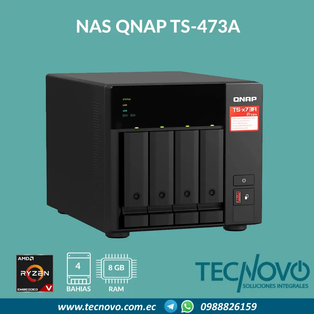 Servidor NAS QNAP TS-473A AMD RYZEN V1500B 8GB