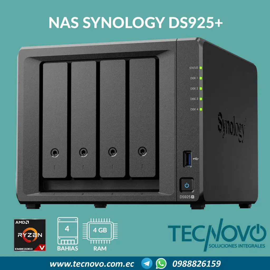 SERVIDOR NAS SYNOLOGY DS925+ 4GB