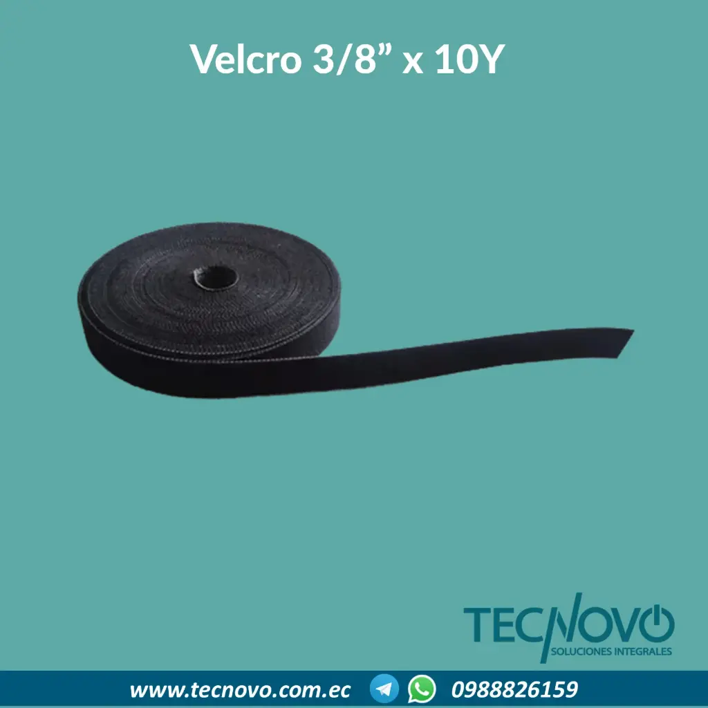 Cinta velcro CONNECTION 3/8" x 10 Yardas Negro