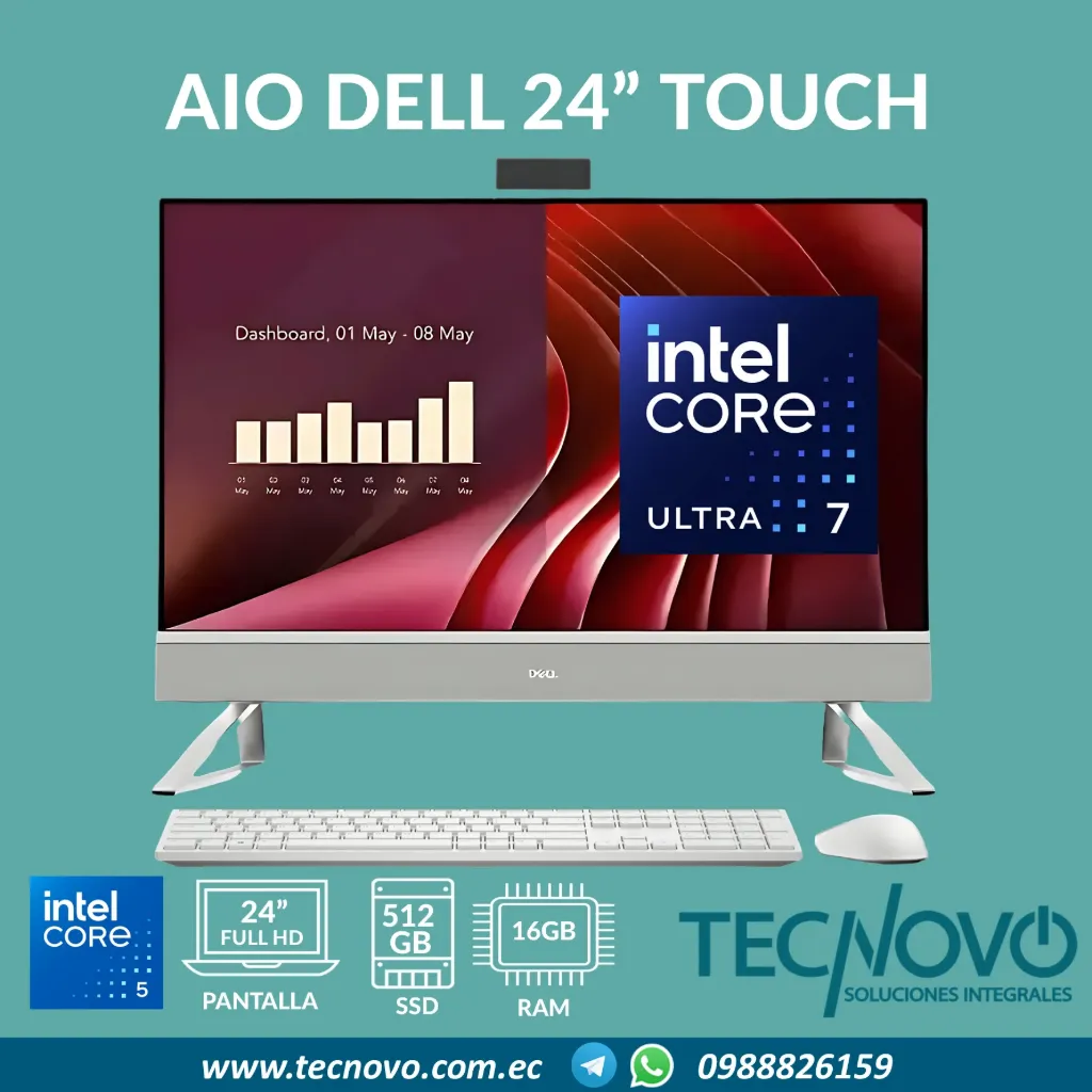 Computador AIO DELL EC24250 Intel Core 7-150U 16GB 512GB-SSD 23.8" Táctil FHD