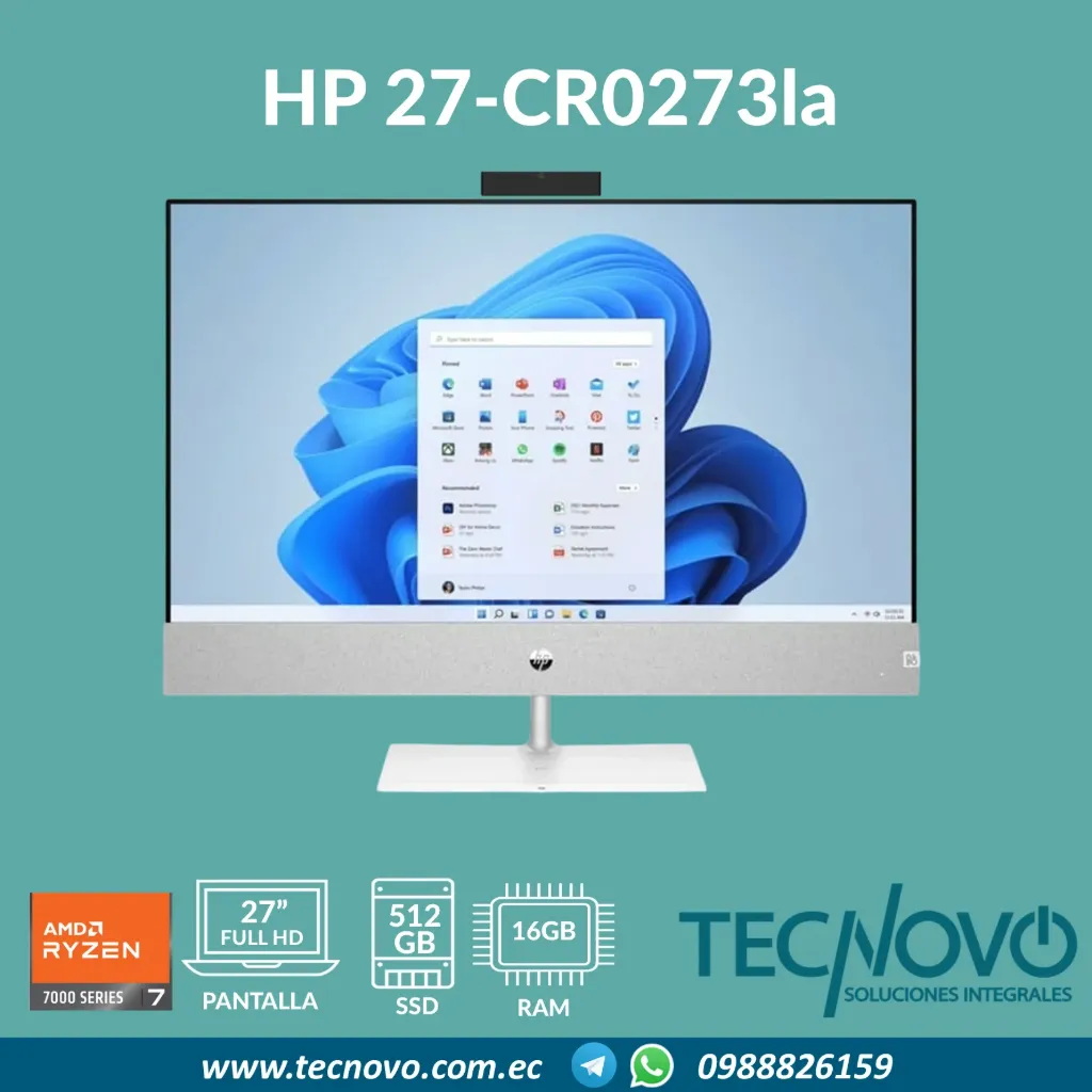 Computador AIO HP 27-cr0273la AMD Ryzen 7 7730U 16GB 512GB-SSD 27" FHD