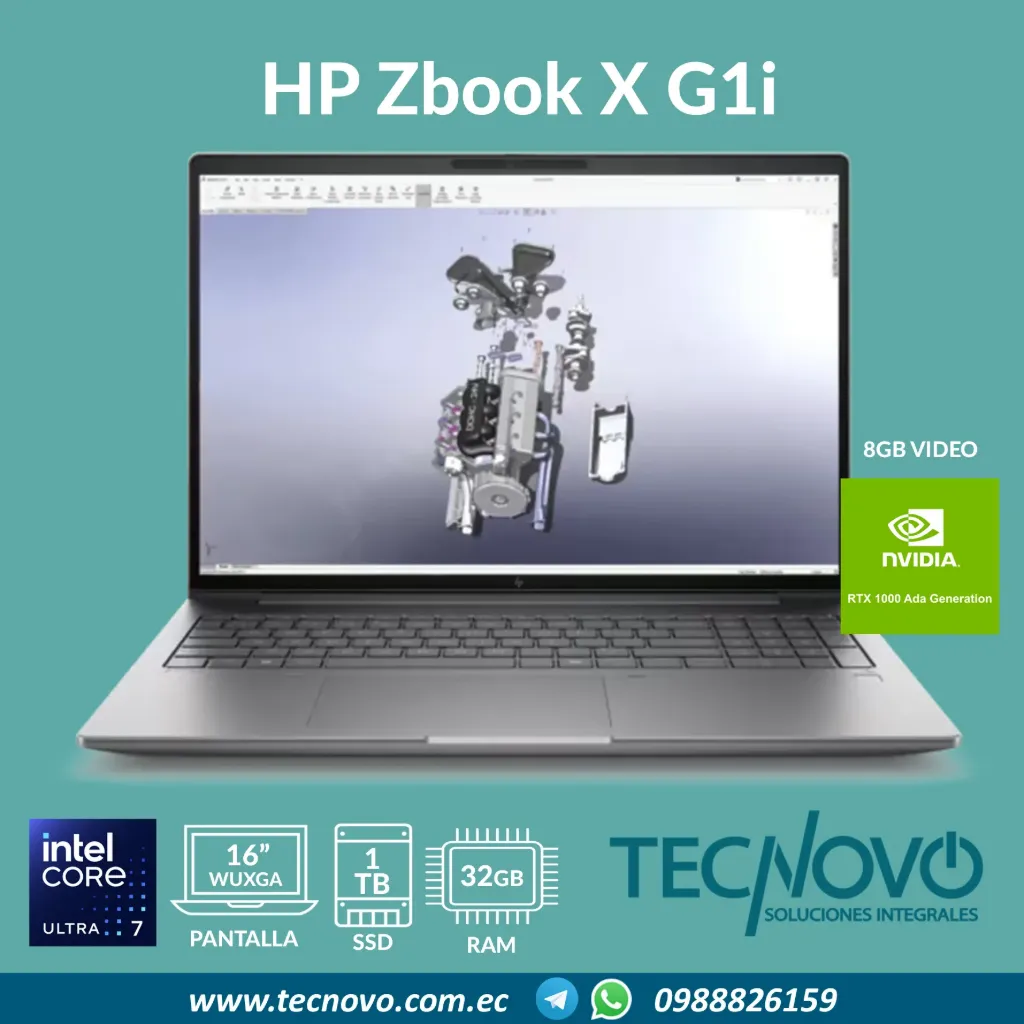 Laptop HP ZBook X G1i Intel Core Ultra 7-255H 32GB 1TB SSD RTX PRO 1000-8GB 16" FHD