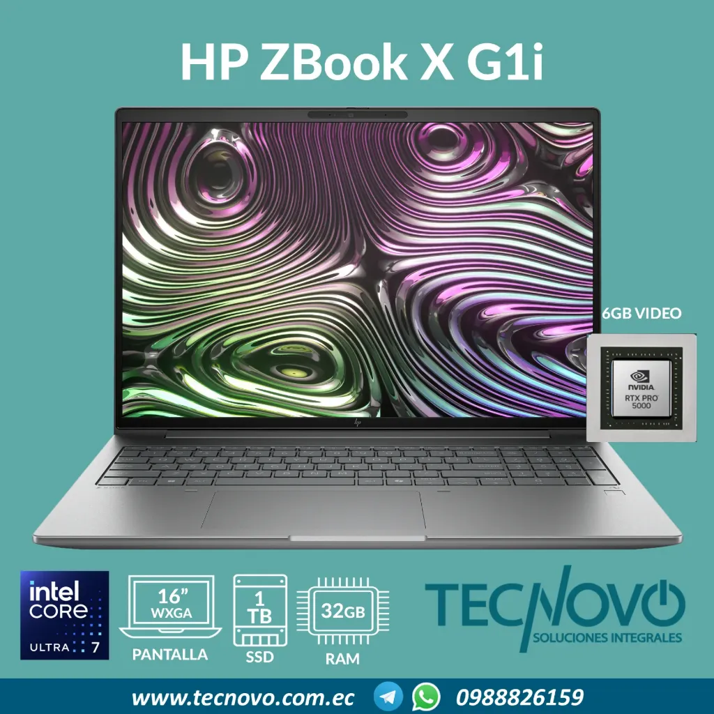 Laptop HP ZBook X G1i Intel Core Ultra 7-255H 32GB 1TB SSD RTX PRO 500-6GB 16" FHD