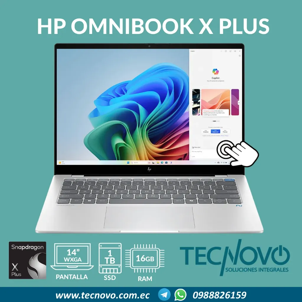 Laptop HP Omnibook X 14-fe1001la SNAPDRAGON X PLUS X1P-42-100 16GB 1TB 14" 2K Touch