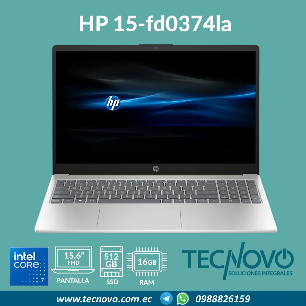 Laptop HP 15-fd0374la Intel Core 7 150U 16GB 512GB SSD 15.6" FHD