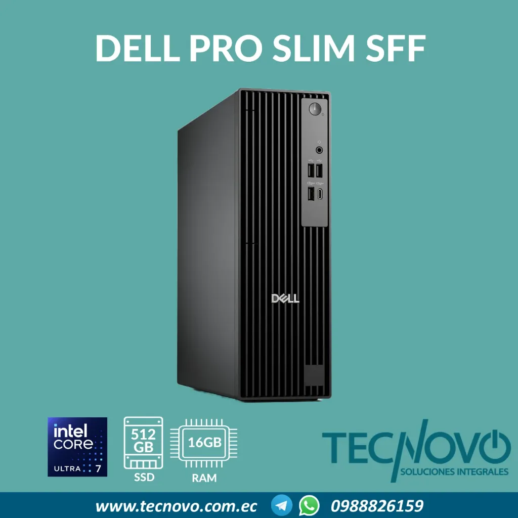 Computador DELL Pro Slim QCS1250 SFF Intel Ultra 7 265 16GB DDR5 512GB W11PRO