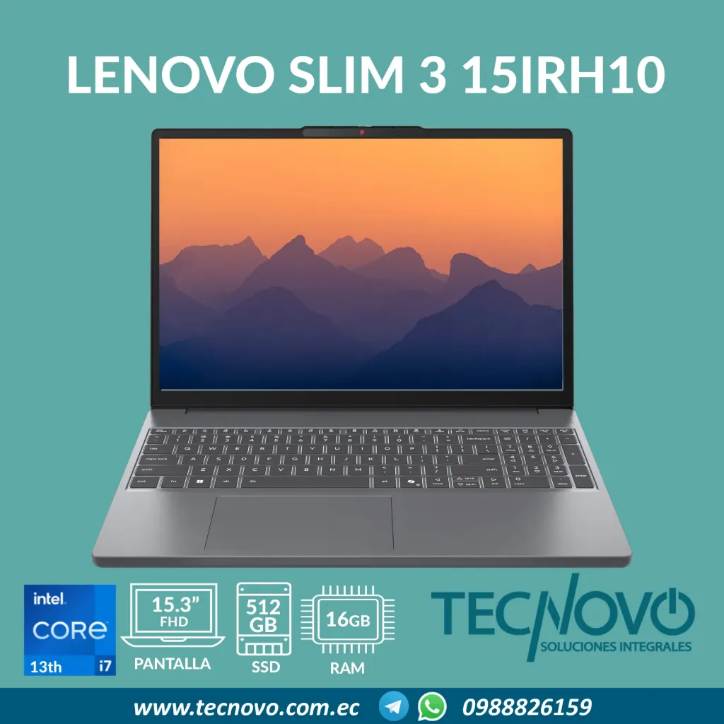 Laptop LENOVO Ideapad Slim 3 15IRH10 Intel Core I7-13620H 16GB DDR5 512GB SSD 15.3" WUXGA