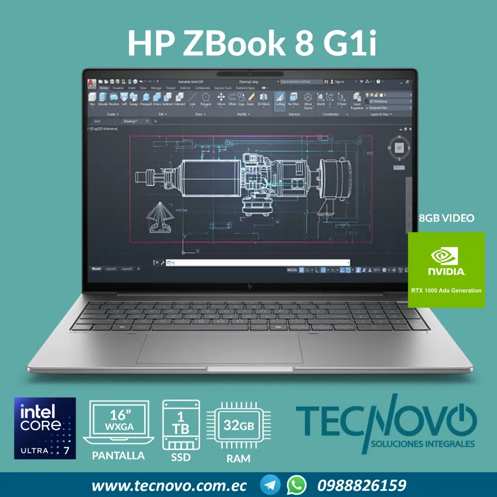 Laptop HP ZBook X G1i Intel Core Ultra 7 255H 32GB 1TB SSD RTX 1000-8GB 16" FHD