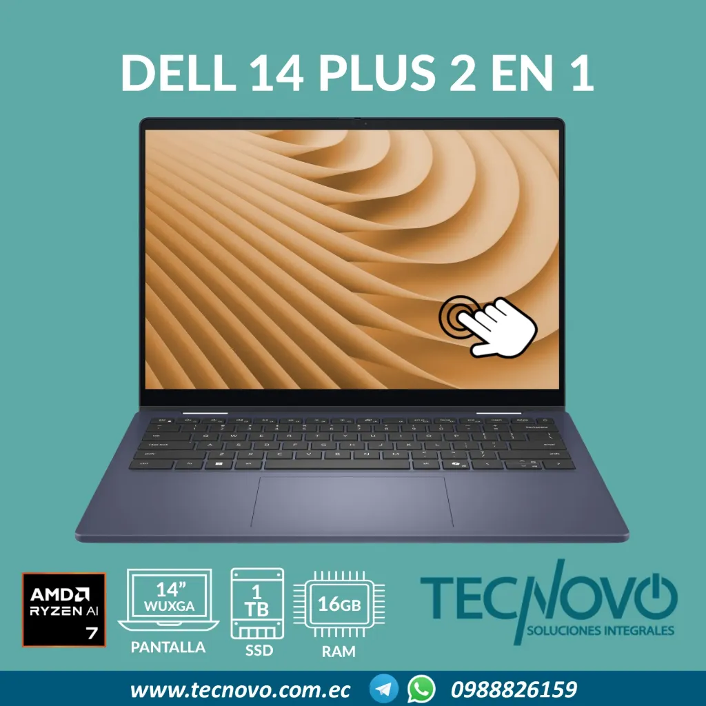 Laptop DELL 14 Plus 2 en 1 AMD Ryzen AI 7 350 16GB 1TB-SSD 14" FHD TACTIL