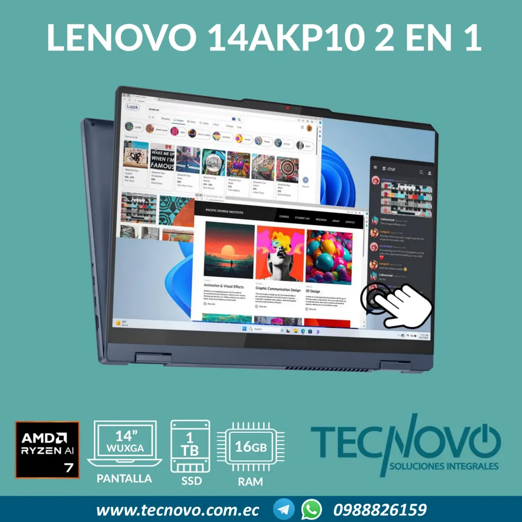 Laptop Lenovo Ideapad 5 2 EN 1 14AKP10 AMD Ryzen AI 7 350 16GB 1TB SSD 14" WUXGA TACTIL