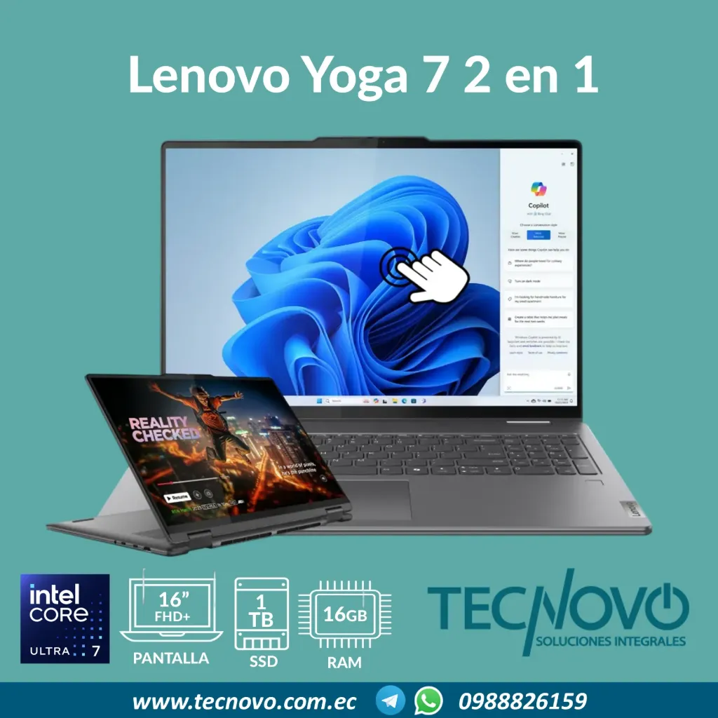 Laptop Lenovo Yoga 7 2 EN 1 16IML9 Intel Core Ultra 7 155U 16GB 1TB SSD 16" WUXGA TACTIL