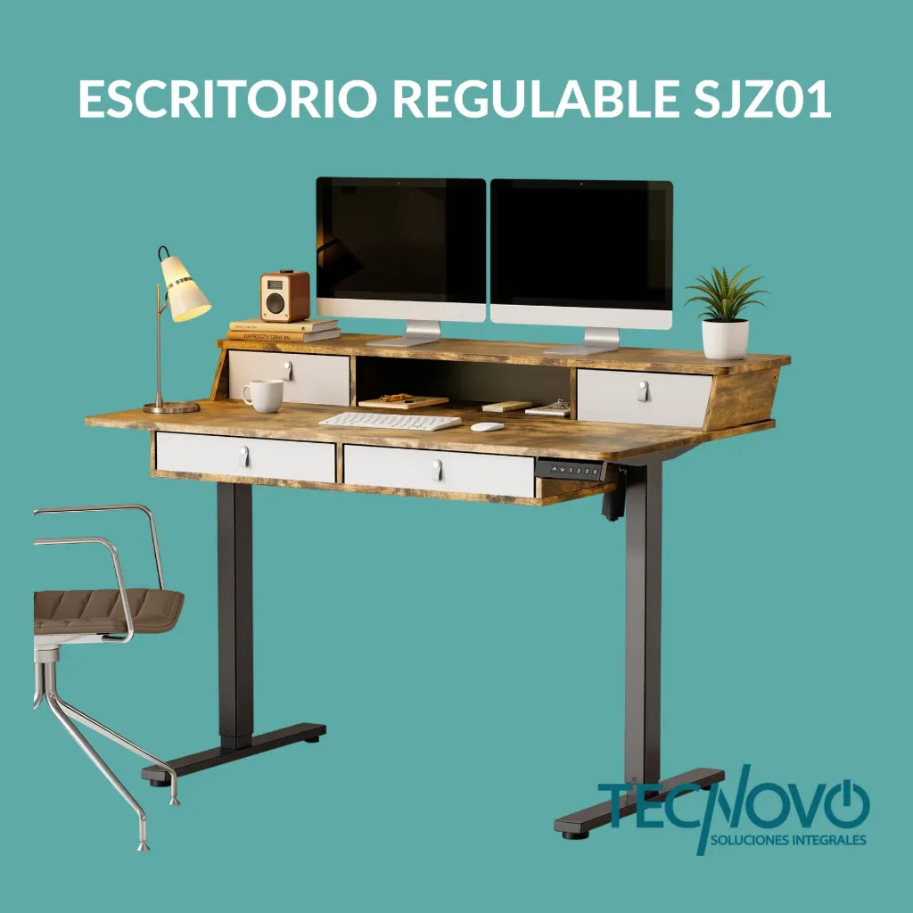 Escritorio de pie Eléctrico Regulable POTENZZA SJZ01-22R-DB06 120x60 cm Maderado